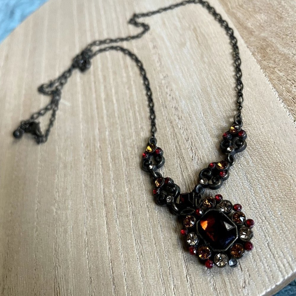 Vintage statement necklace bohocore gothcore stone metal necklace adjustable